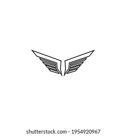 Icono de línea de alas diseño ilustración vectorial. Plantilla de diseño de logotipo de concepto de ala creativa.