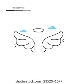 Wings Line Icon Vector Design.