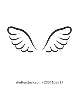 Wings line template icon. Wings for fly bird, angel and religious symbol. Wings badges decorative shapes. Vector outline illustration