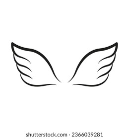 Wings line template icon. Wings for fly bird, angel and religious symbol. Wings badges decorative shapes. Vector outline illustration