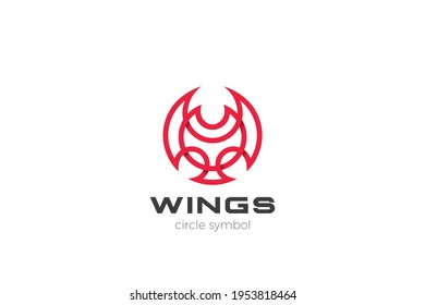 Wings Logo abstract Circle shape design vector template Linear Outline style.
Dragon Eagle Bird Logotype concept icon.