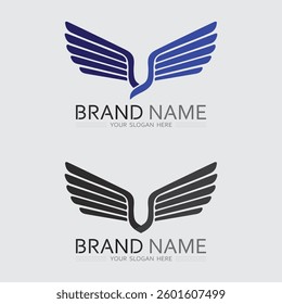 Wings logo and animal wings icon sign stock logo design graphic illustration 