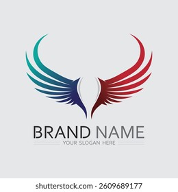 Wings logo and animal wings icon sign stock logo design graphic illustration 