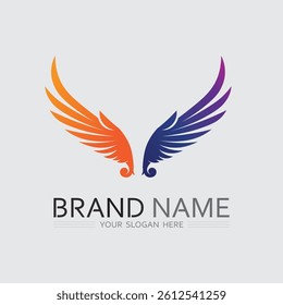 Wings logo and animal wings icon sign stock logo design graphic illustration 