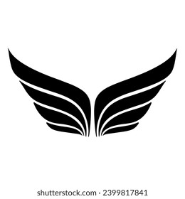 Wings logo black vector illustration.