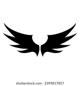 Wings logo black vector illustration.
