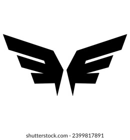 Wings logo black vector illustration.