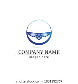 Wings logo Business and design animal wings Vector fast bird symbol icon fly