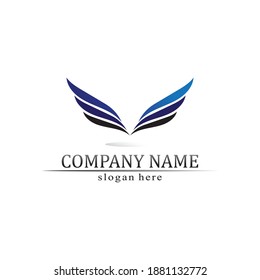 Wings logo Business and design animal wings Vector fast bird symbol icon fly