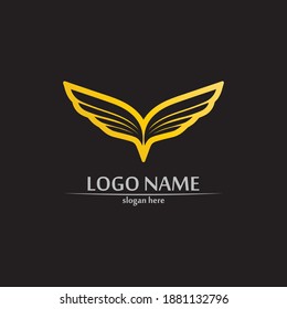 Wings logo Business and design animal wings Vector fast bird symbol icon fly