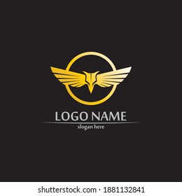 Wings logo Business and design animal wings Vector fast bird symbol icon fly