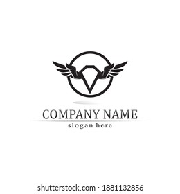 Wings logo Business and design animal wings Vector fast bird symbol icon fly