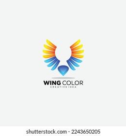wings logo color gradient template