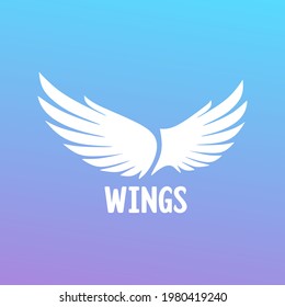 Wings Logo. Delicate and creative. Angel wings. Flight. Birds. Isolated vector. Cartoon style.Two wings. Company symbol. Modern and fresh. Faith and religion. Youth organization