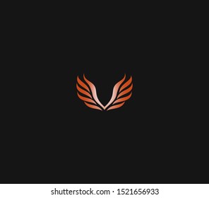 wings logo design element , letter V with wings logo design template
