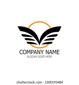 wings logo design and ilustration template