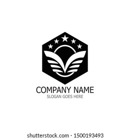wings logo design and ilustration template