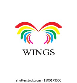 wings logo design and ilustration template