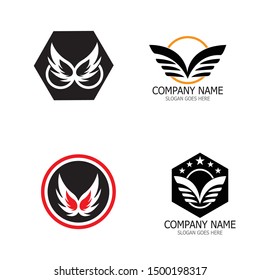 wings logo design and ilustration template