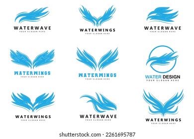Wings Logo Design, Shield Wings Vector, Bird Feather Illustration