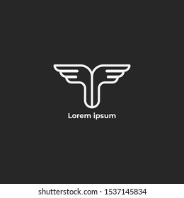 wings logo design template black and white