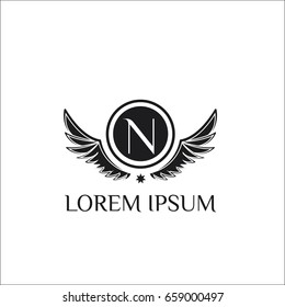 Wings Logo Design template Letter N 