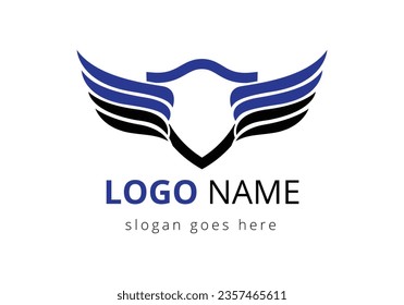 wings logo design. Transportation Logo Letter and Wings Concept