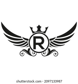 wings logo, Eagle Bird abstract Logo design vector And R Logotype, Transportation Concept