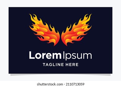 wings logo with fire concept