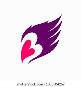 Wings Logo forms a heart concept