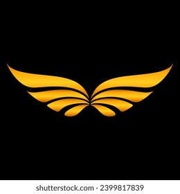 Wings logo gold vector illustration.