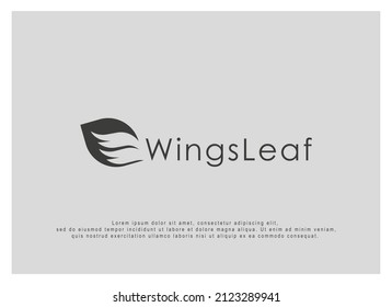 Logo de Wings. Símbolo de hoja con el icono de alas espacio negativo. Elemento de plantilla de diseño de logotipo de vectores planos.