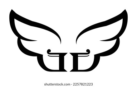 Wings logo with letter G illustration design, Wings badges esport logo with simple style.