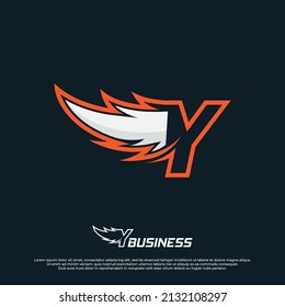 Wings logo with letter Y illustration design, Wings badges esport logo with simple style.