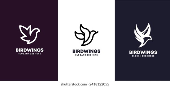 Wings Logo, Phoenix Logo, Bird Wing Vector set Template Illustration, Wing Brand Design