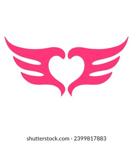 Wings logo pink vector illustration.