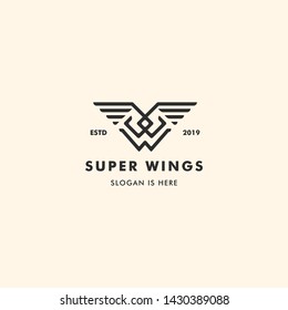 Wings Logo Retro Vintage Vector Icon