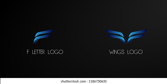 wings logo, Set of abstract vector company business logo icons popular web concepts