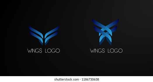 wings logo, Set of abstract vector company business logo icons popular web concepts, logo with philosopy mean energy grow dream creative and spirit