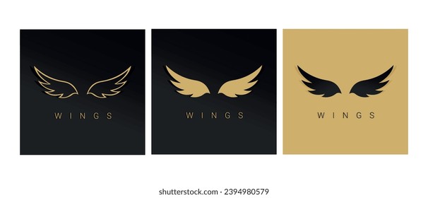 Logo de Wings conjunto en diferentes colores. Ilustración del vector