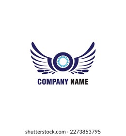 wings logo template company circle design vector illustration