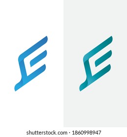 Wings logo template,E F vector simbols 