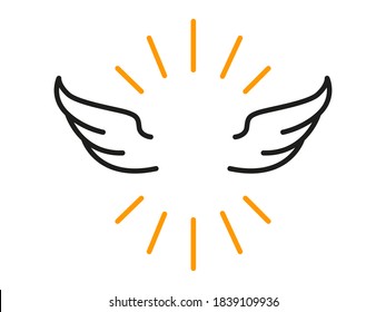 Wings logo. Vector emblem in simple style. Wings with shine icon. Eagle bird heraldic flying Falcon Phoenix Hawk logo. Simple abstract logotype or sign design elements.Vector illustration.