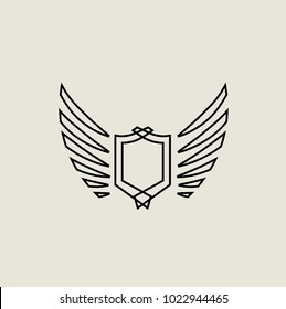 Wings logo vector ( icon, sign, graphic, illustration, symbol), eagle wing brand. Fly emblem