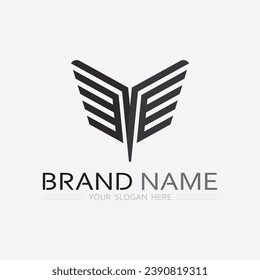 Plantilla de diseño del símbolo del icono del vector del logotipo de Wings