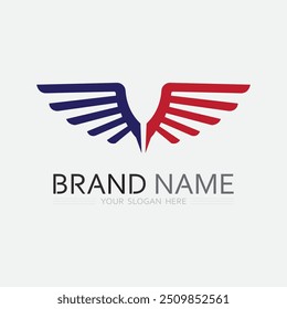Plantilla de diseño de ilustración de símbolo de Vector de logotipo de alas