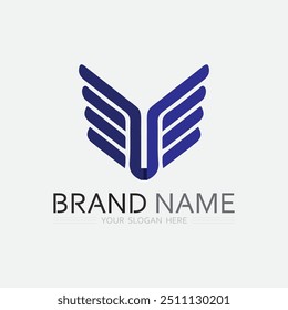 Modelo de design de ilustração de símbolo de vetor de logotipo Wings