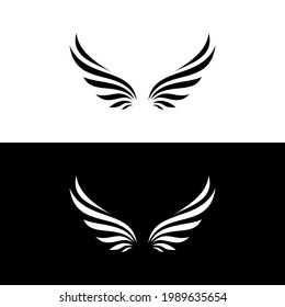 wings logo vector illustration with black and white background