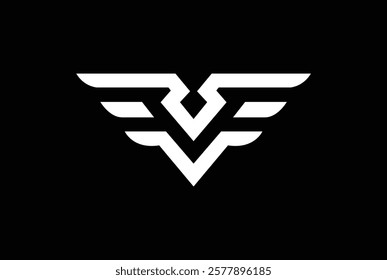 Wings logo vector with letter EE, FF, E, F. Creative wings initial with black background.