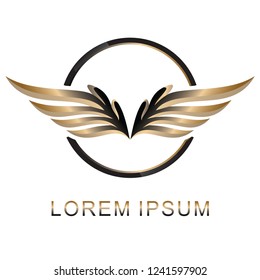 wings logo vector templates with bronze colors, vintage style logo